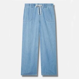 Torrid - Pull-On Drawstring Wide Leg Light Weight Mid Rise Blue Cotton Jean - 4X